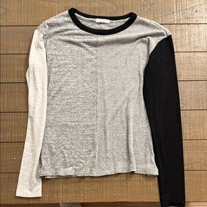 rag & bone Gray and Black Colorblock Long Sleeve Tee